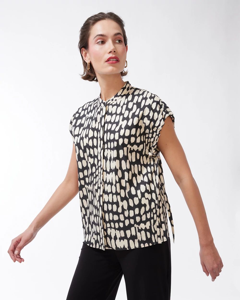 Black Label Poplin Two Tone Blouse