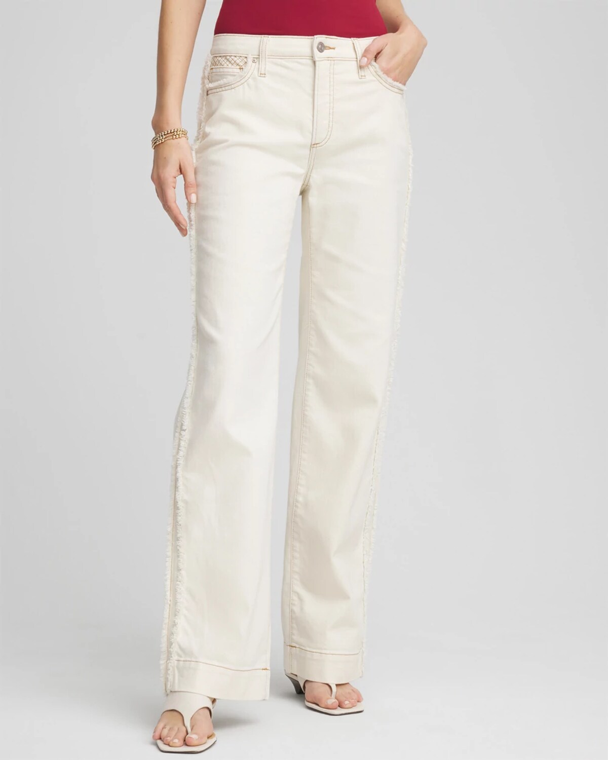 Chico's Girlfriend High-rise Frayed Jeans In Denim