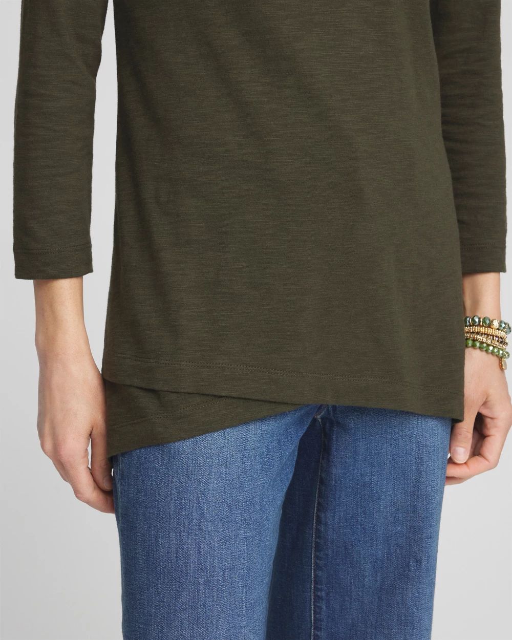 3/4 Sleeve Overlap Tunic
