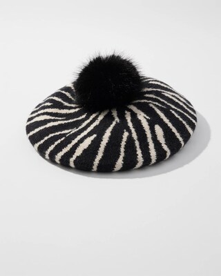 Embellished Zebra Print Beret