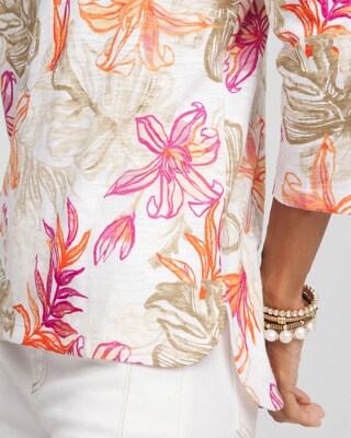 Slub Floral 3/4 Sleeve Tee click to view larger image.