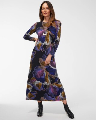 Abstract Print Column Dress