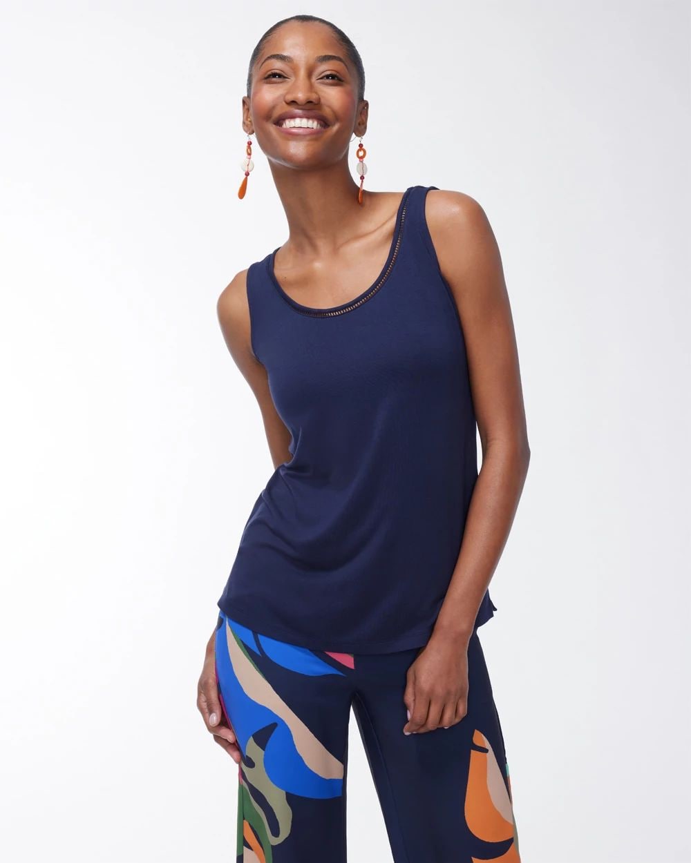 Touch of Cool Eyelet Neck Tank click to view larger image.