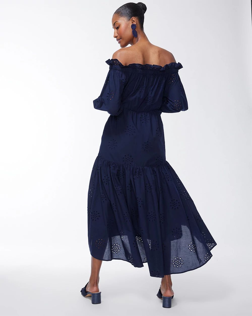 Off-Shoulder Tiered Midi Dress