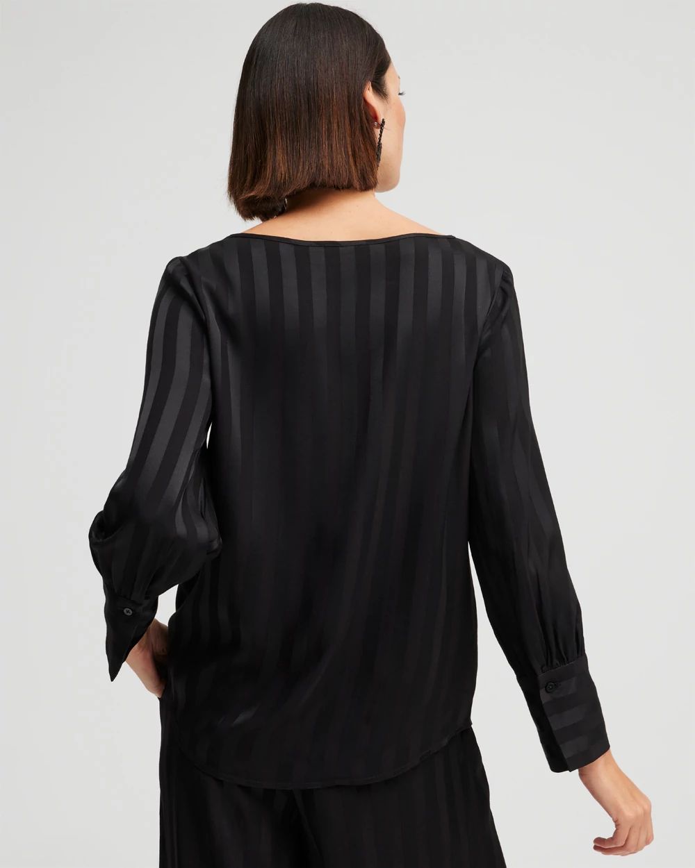 Black Label Pinstripe French Cuff Blouse