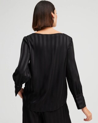 Black Label Pinstripe French Cuff Blouse