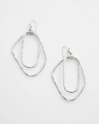 Silver Tone Textured Drop Earrings