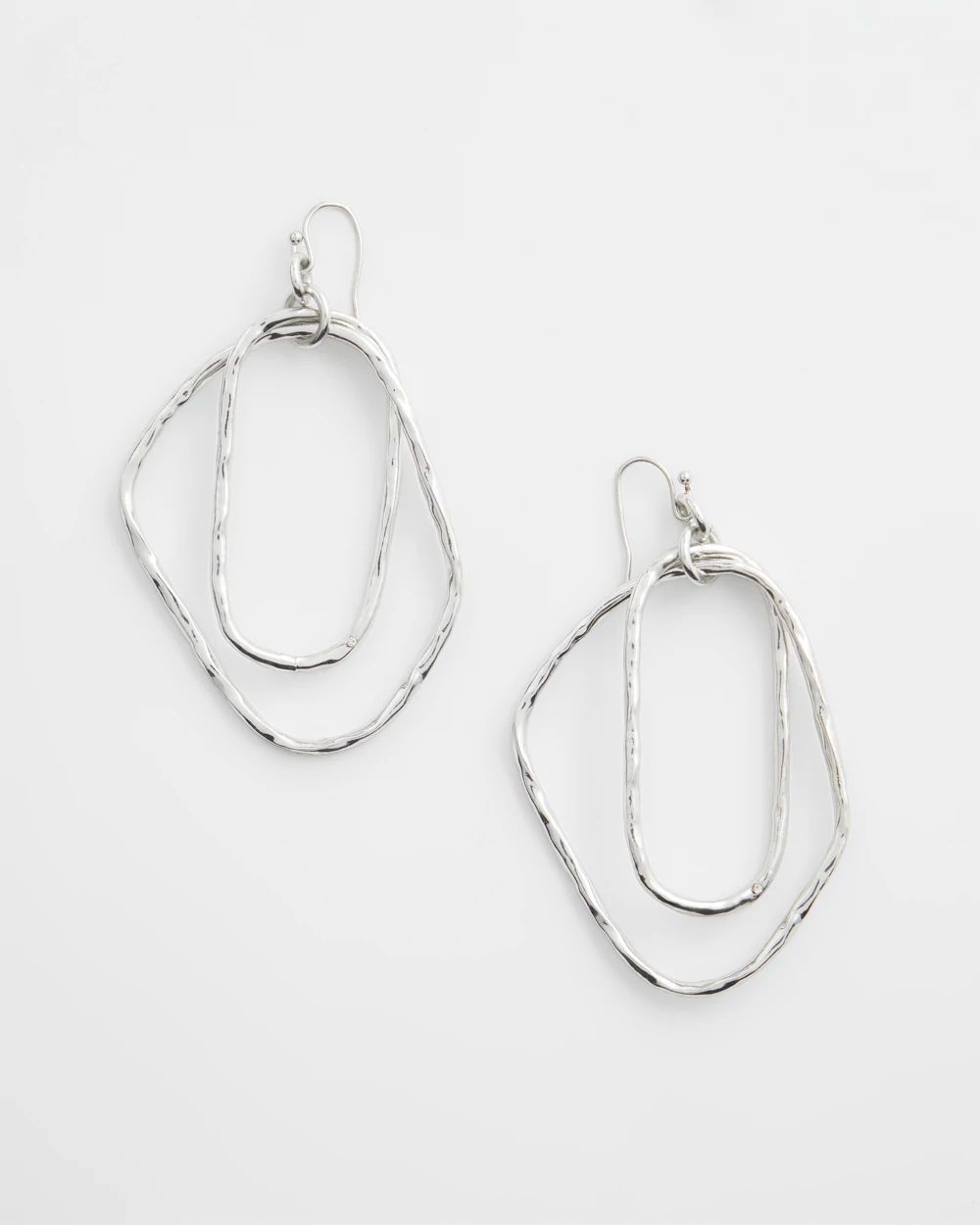 Silver Tone Textured Drop Earrings