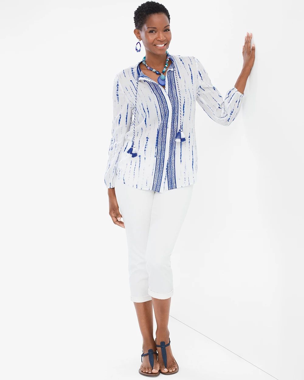 Tie-Dye Embroidered Boho Shirt