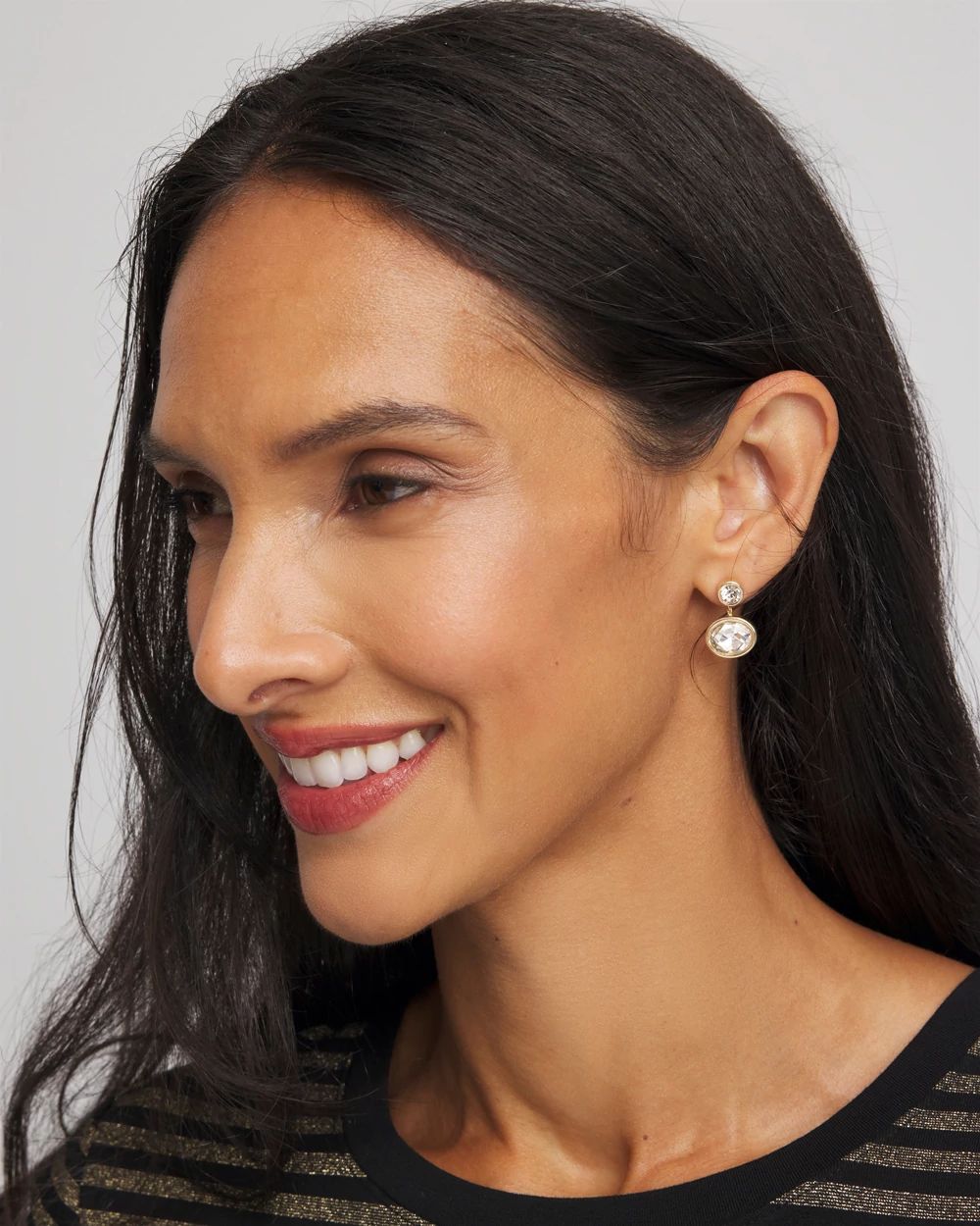 Goldtone Bezel Stud Earrings