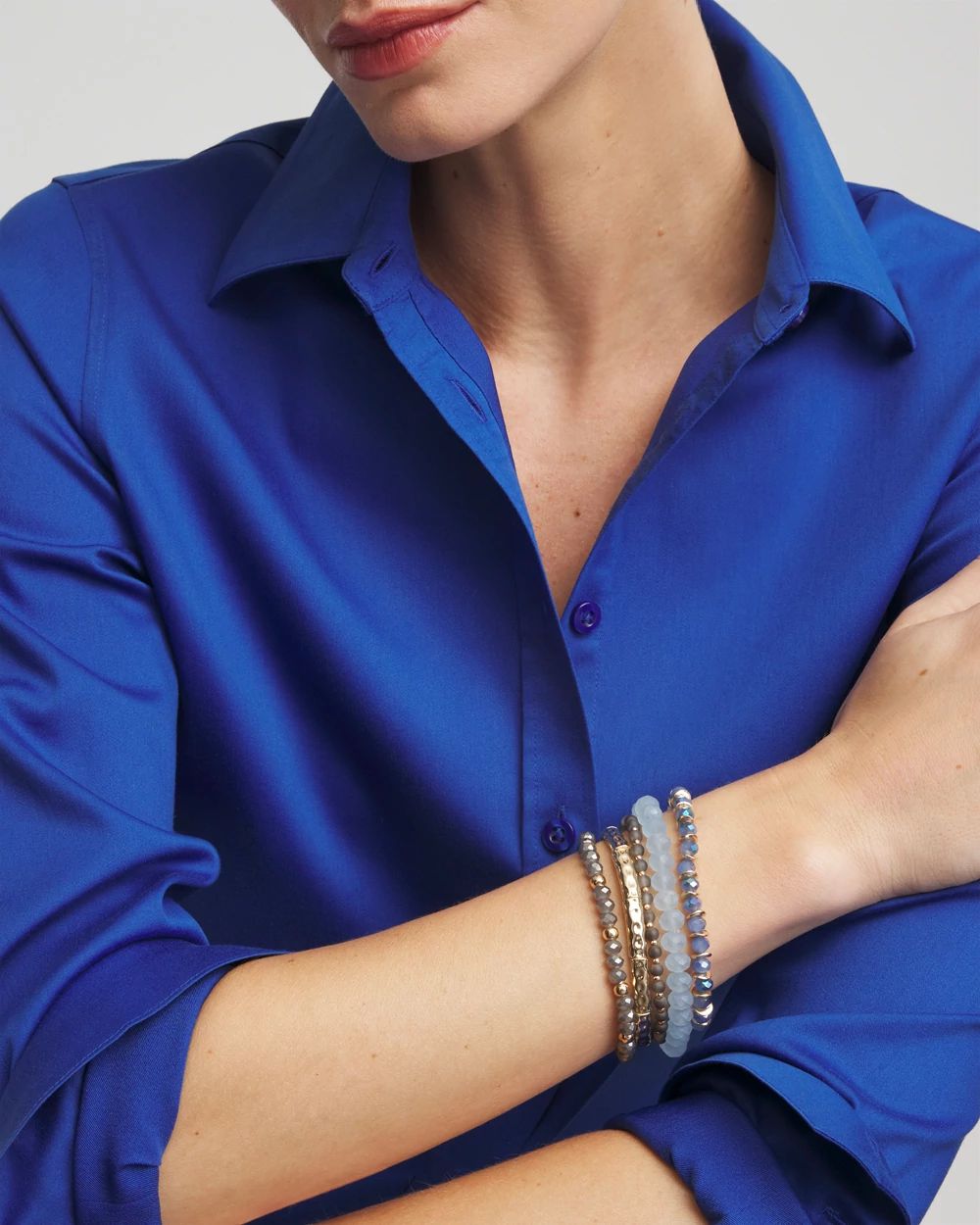 Blue Stretch Set of Five Bracelets