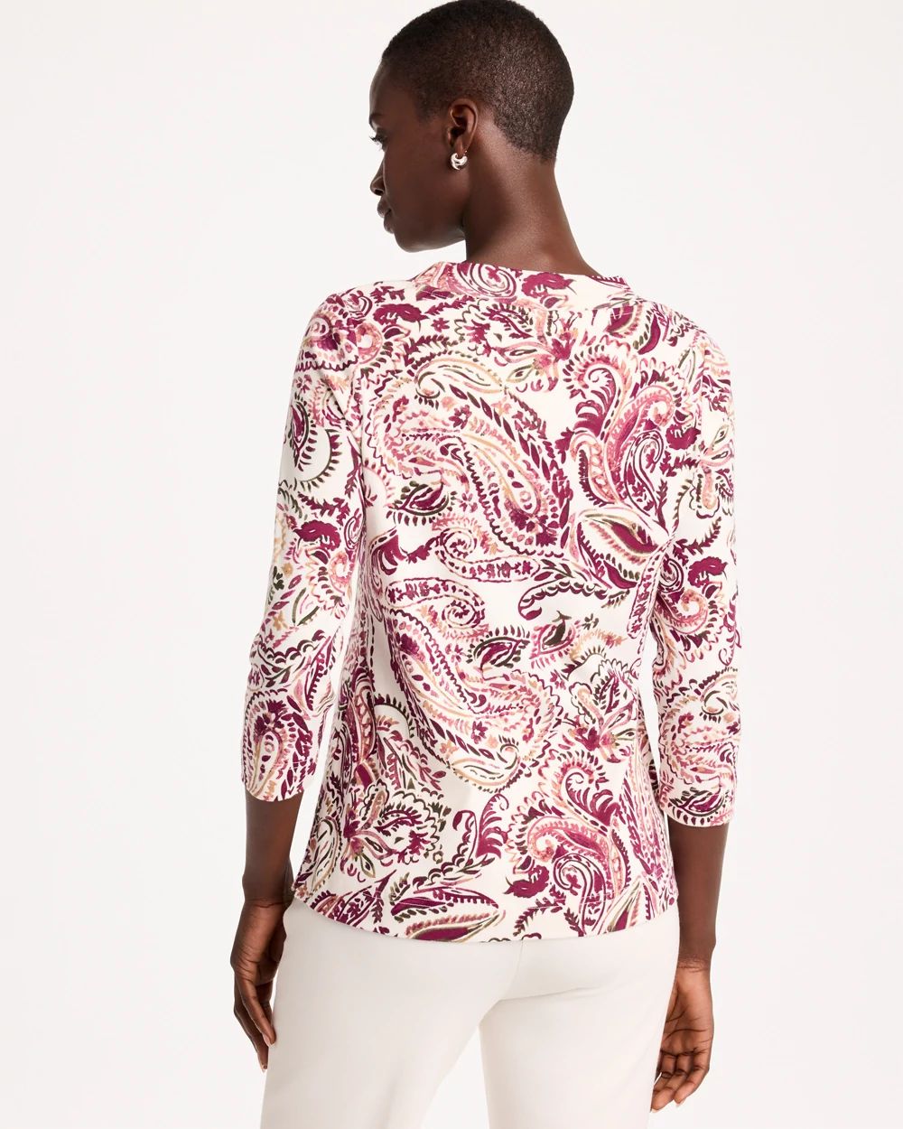 Paisley Pima Cotton 3/4 Sleeve Tee click to view larger image.