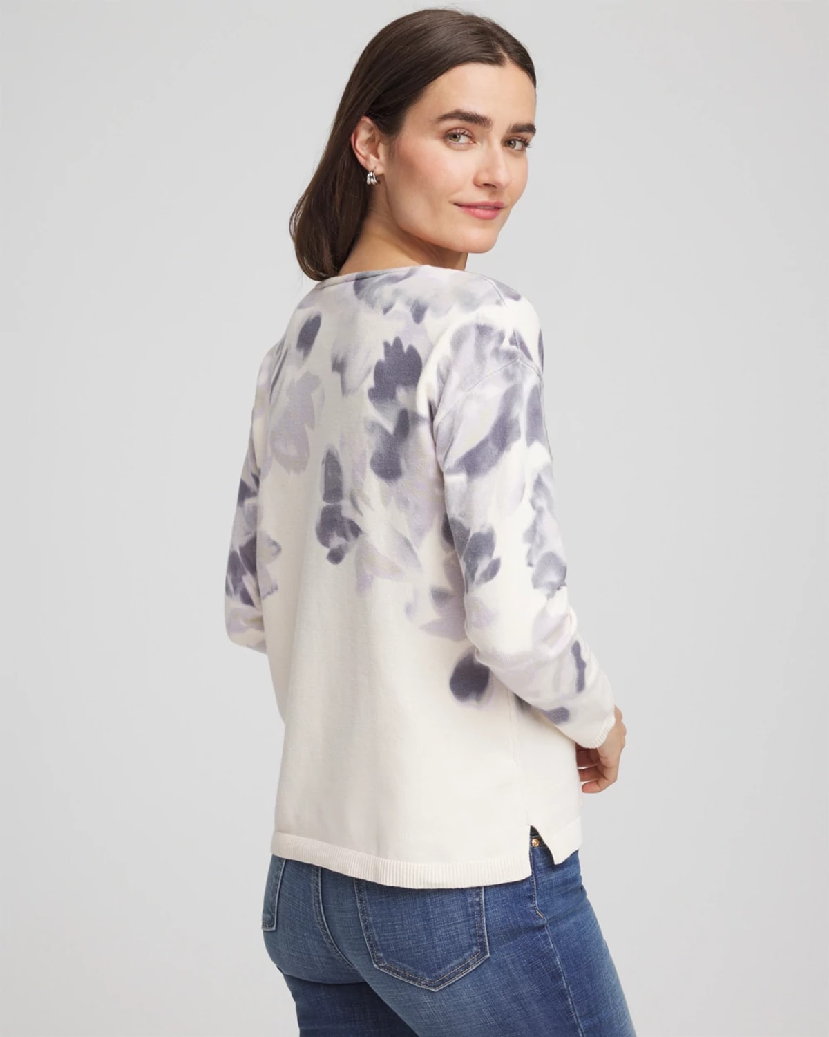 Chico's Printed V-neck Sweater In Multi