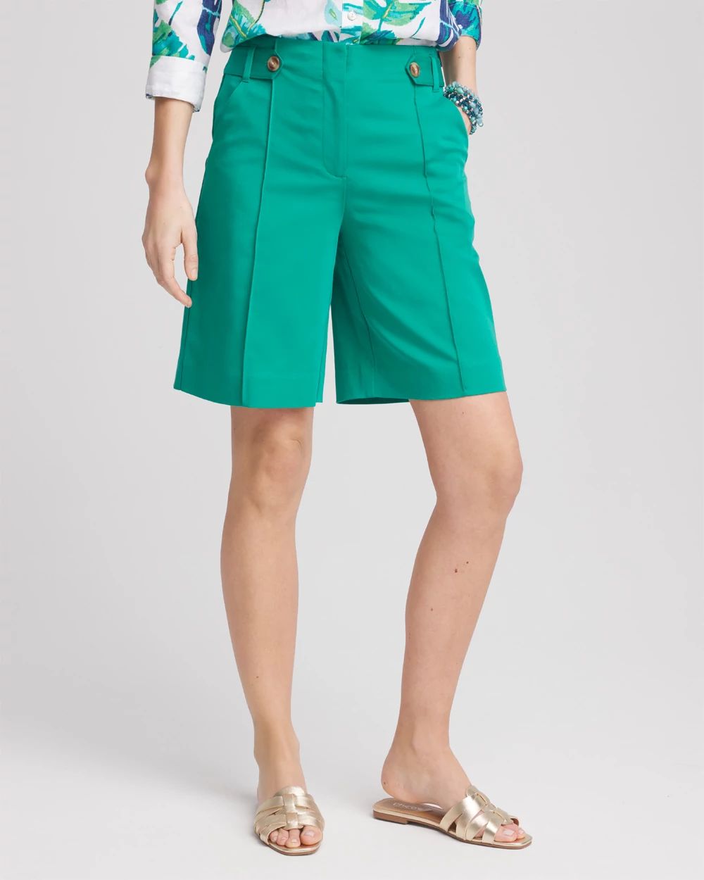Sateen Tab-Front A-line Shorts