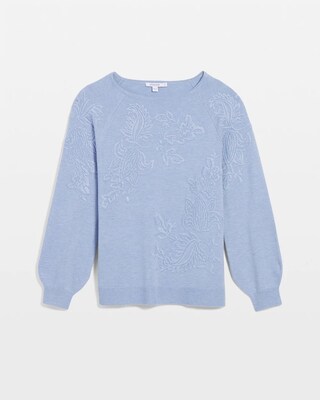 Embroidered Boatneck Sweater click to view larger image.