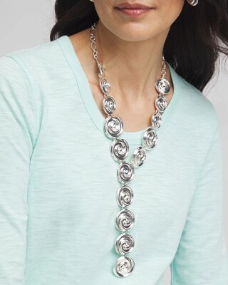 Silver Tone Pebble Y-Drop Necklace click to view larger image.