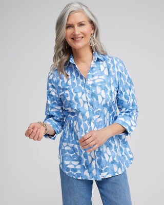 No Iron™ 3/4 Sleeve Half Moon Shirt