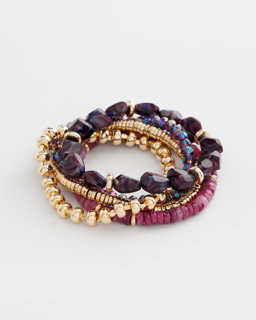 Purple Stretch Set of Five Bracelets