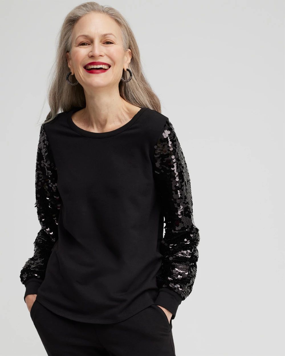 Zenergy Sequin Sleeve Sweatshirt