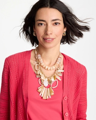 Chico's Originals Neutral Stone Bib Necklace click to view larger image.