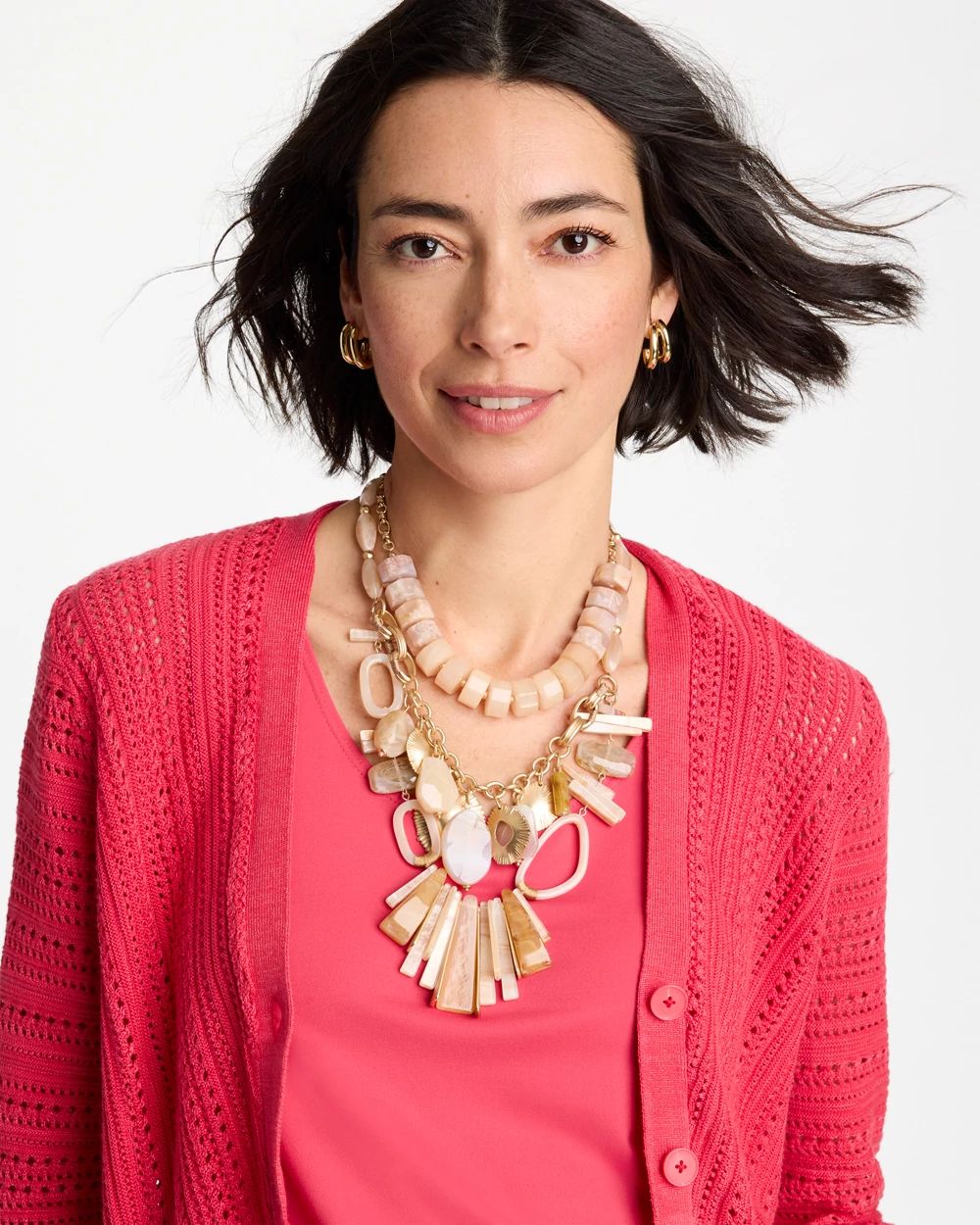 Chico's Originals Neutral Stone Bib Necklace