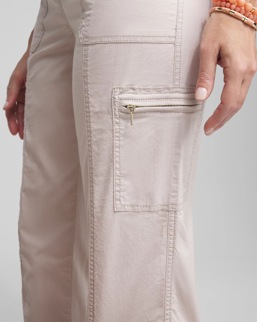 Poplin Cropped Roll Tab Pants