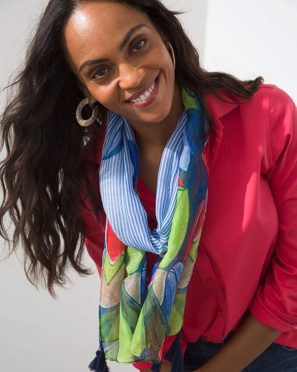 Tropical Print Oblong Scarf
