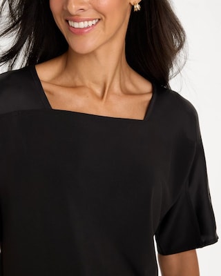 Jersey Satin Trim Elbow Tee click to view larger image.