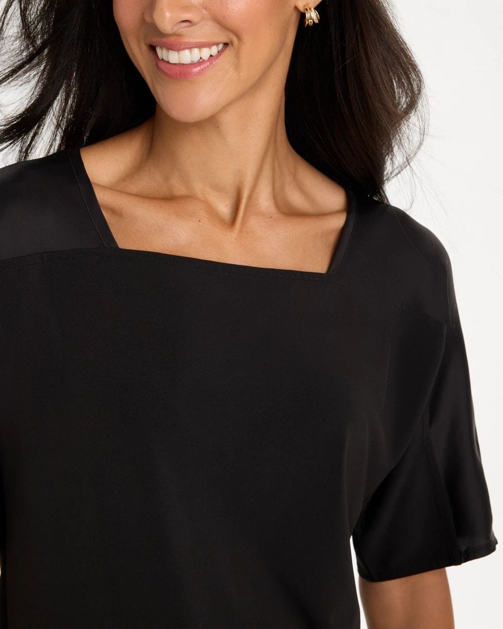 Jersey Satin Trim Elbow Tee click to view larger image.