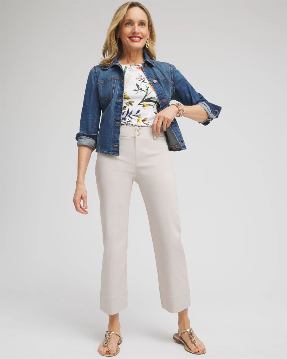 Trapunto Wide Leg Cropped Pants