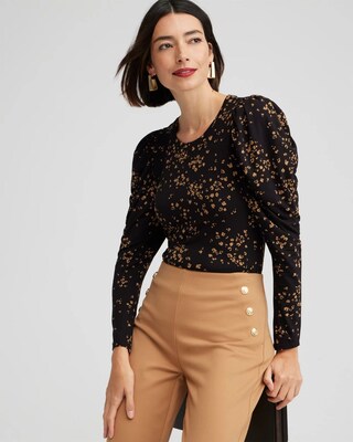 Shirred Long Sleeve Top