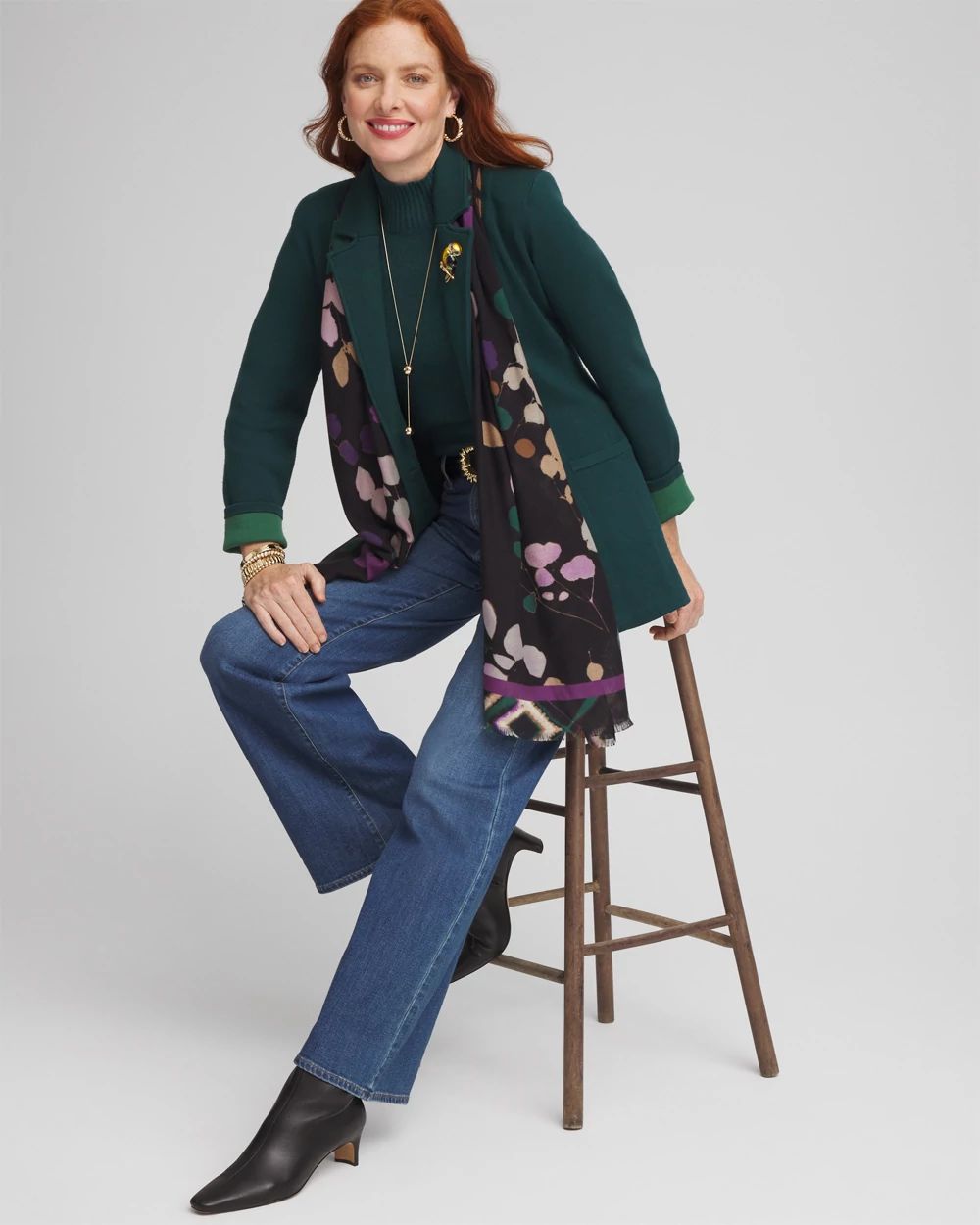 Cashmere Elbow Sleeve Mock Neck Sweater