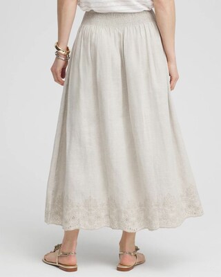 Linen Embroidered Scallop Hem Skirt click to view larger image.
