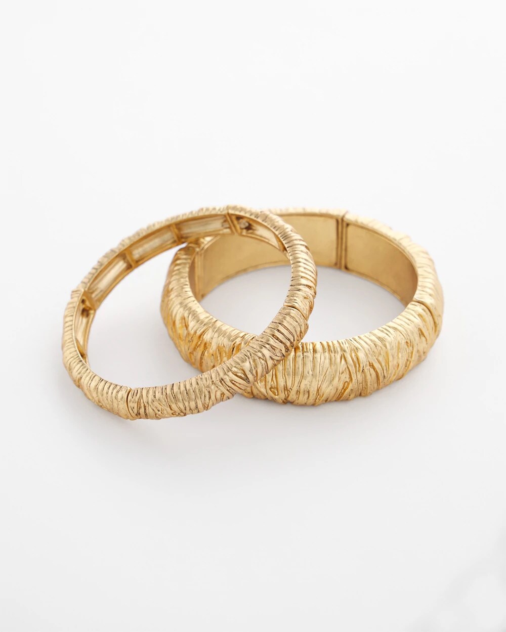 Crinkle Gold-Tone Stretch Bangle Set