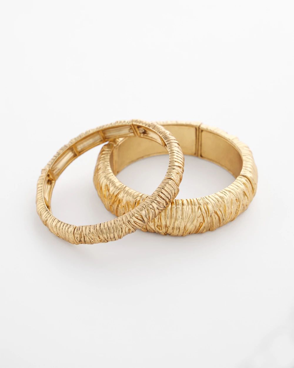 Crinkle Gold-Tone Stretch Bangle Set