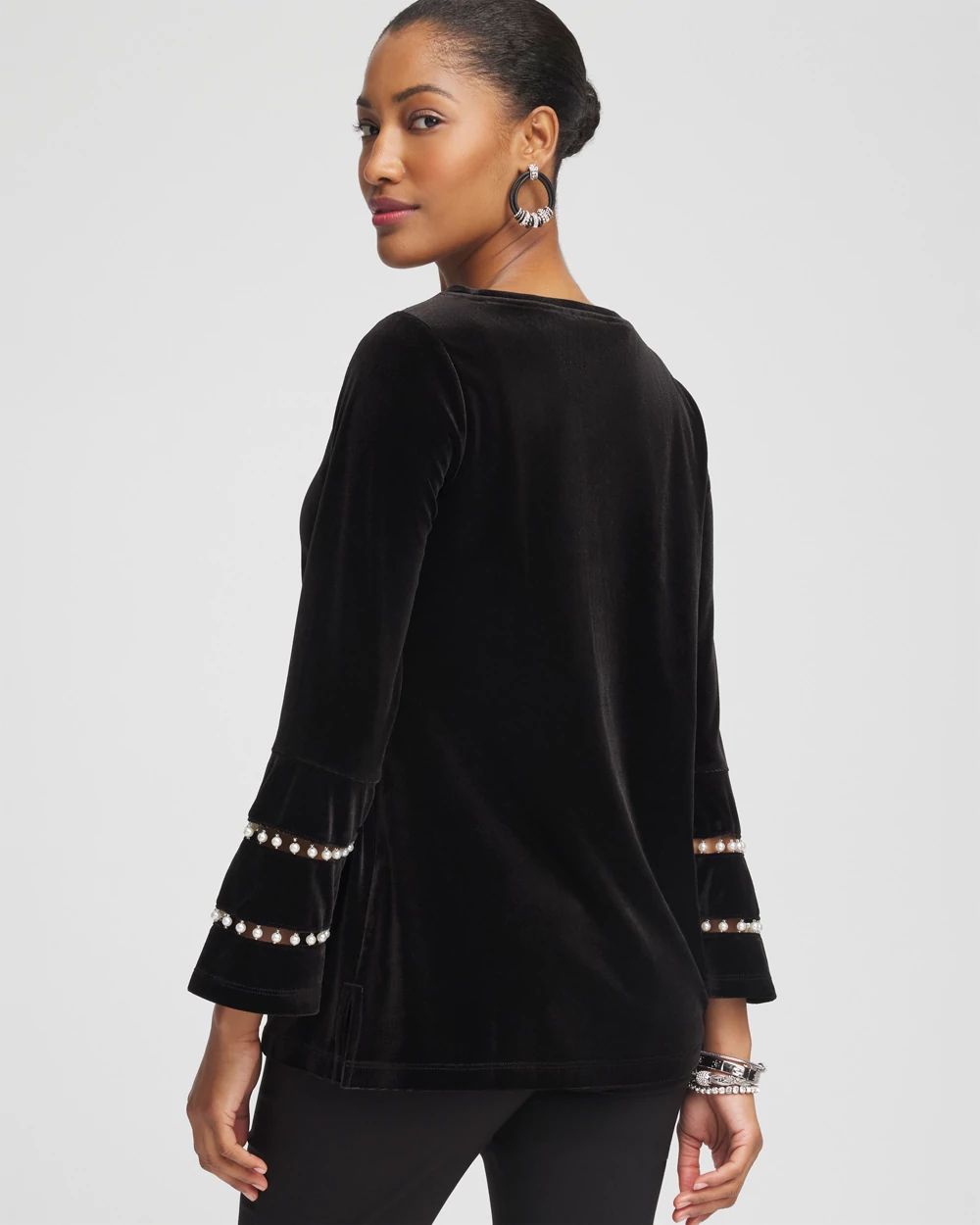 Velvet Faux Pearl Embellished Tunic
