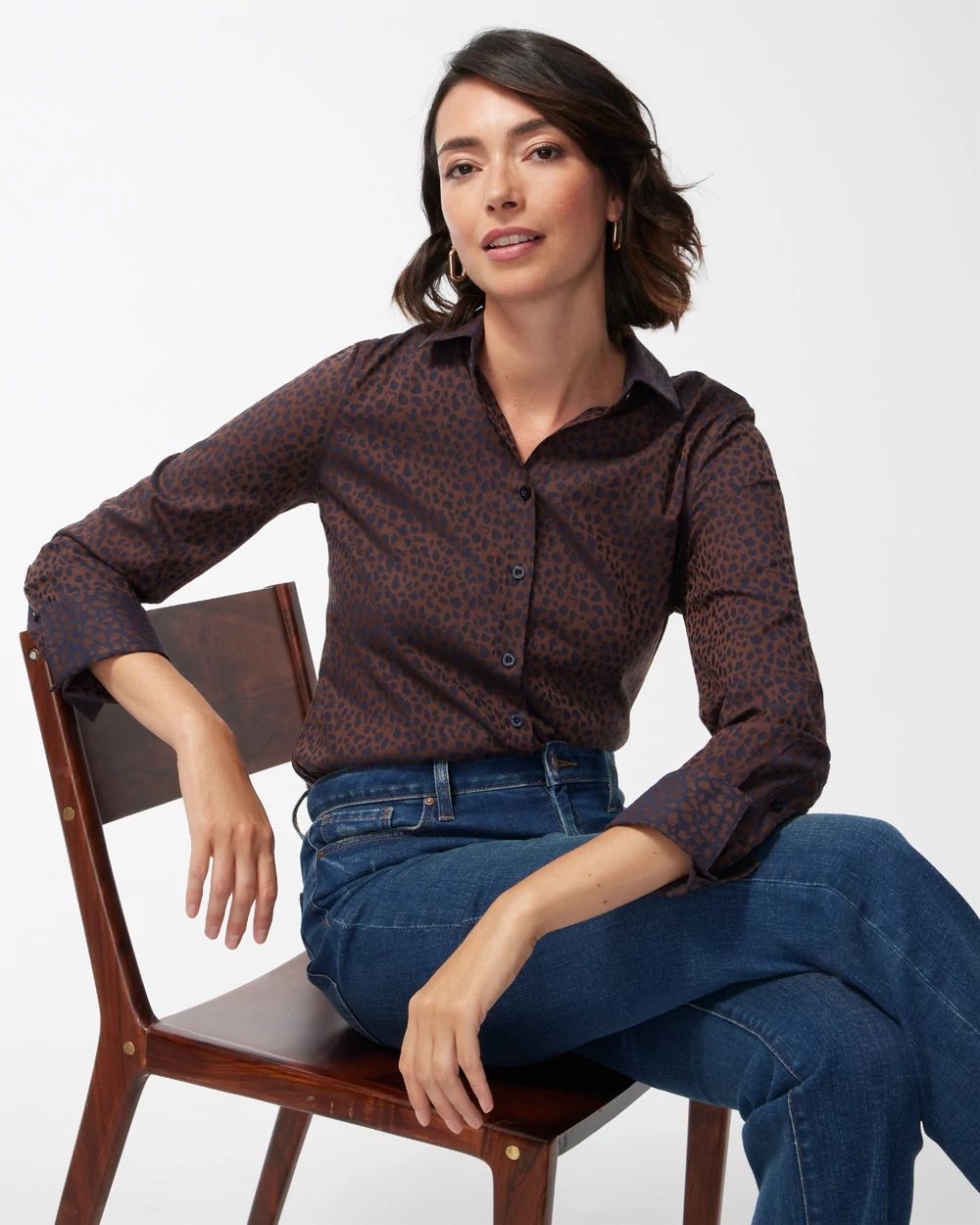 No Iron Stretch Animal Print Shirt
