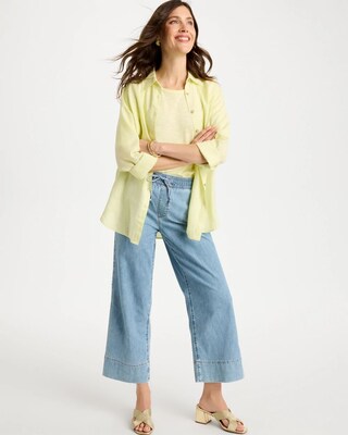 Lightweight Wide-Leg Crop Jeans click to view larger image.