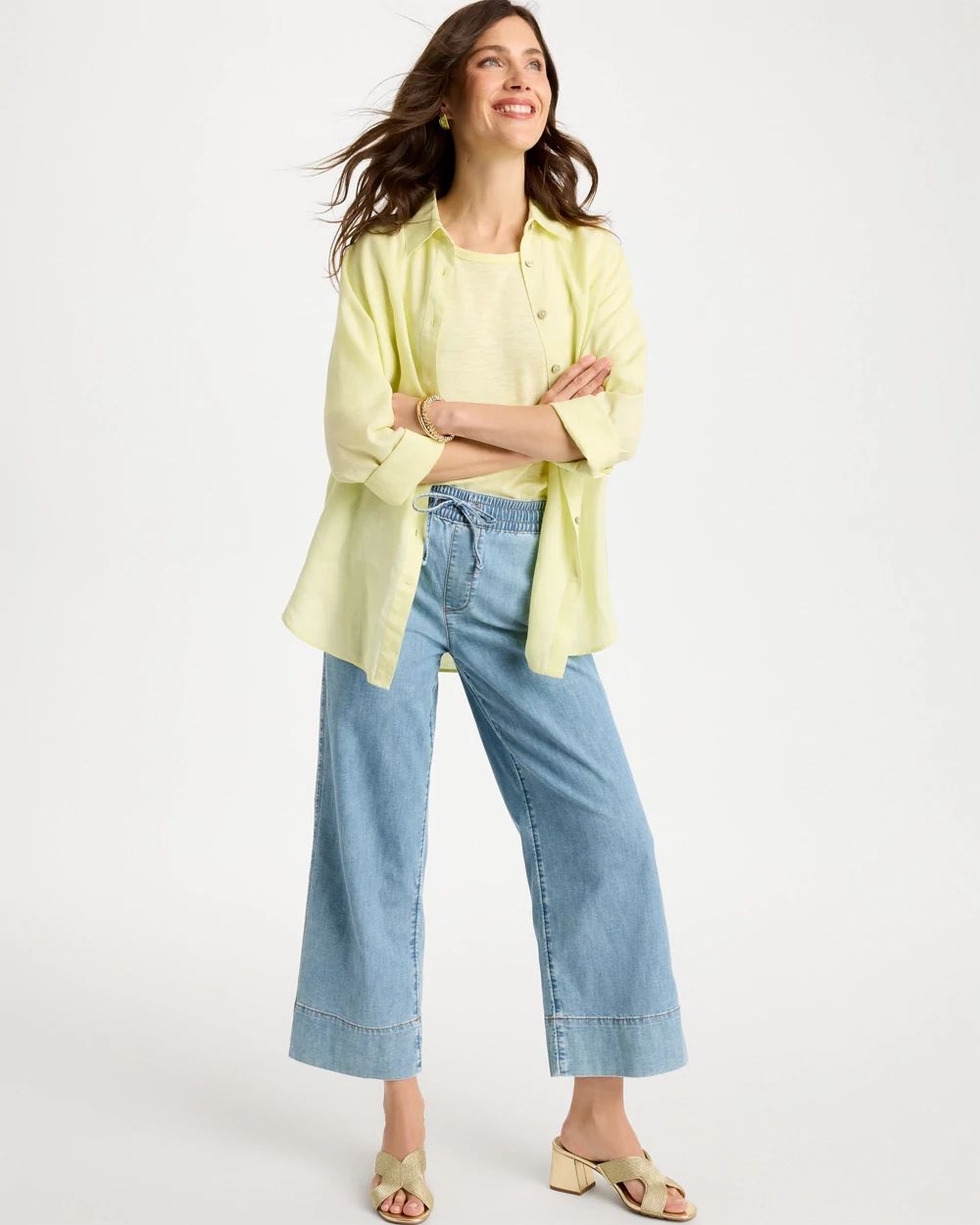 Lightweight Wide-Leg Crop Jeans