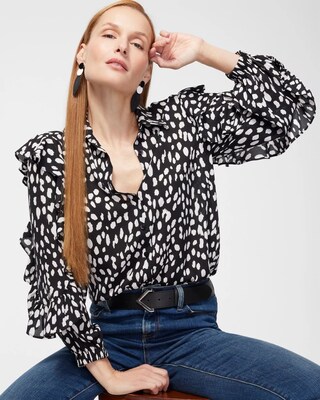 Ruffle Dot Print Shirt