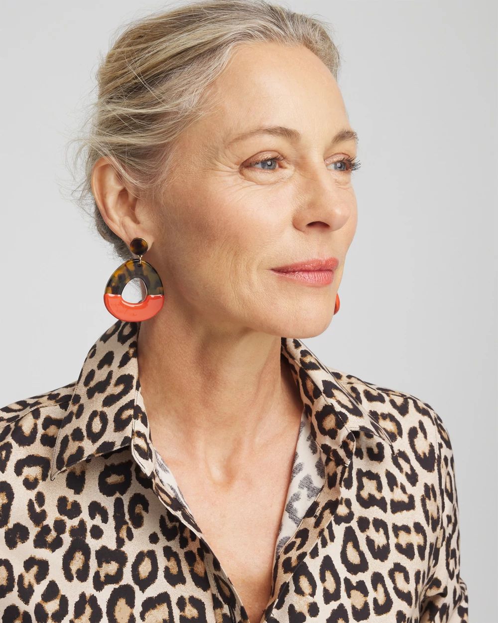 No Droop™ Orange & Tortoise Hoop Earrings