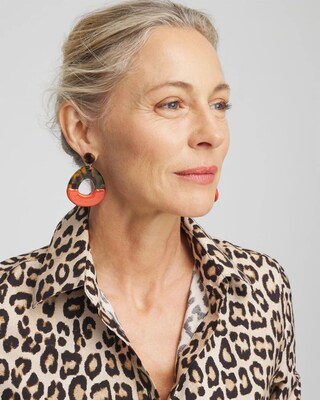 No Droop™ Orange & Tortoise Hoop Earrings