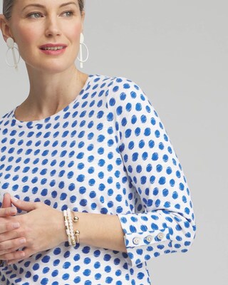 Ikat 3/4 Sleeve Button Tee