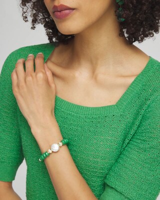 Jade & Mother of Pearl Hero Stretch Bracelet