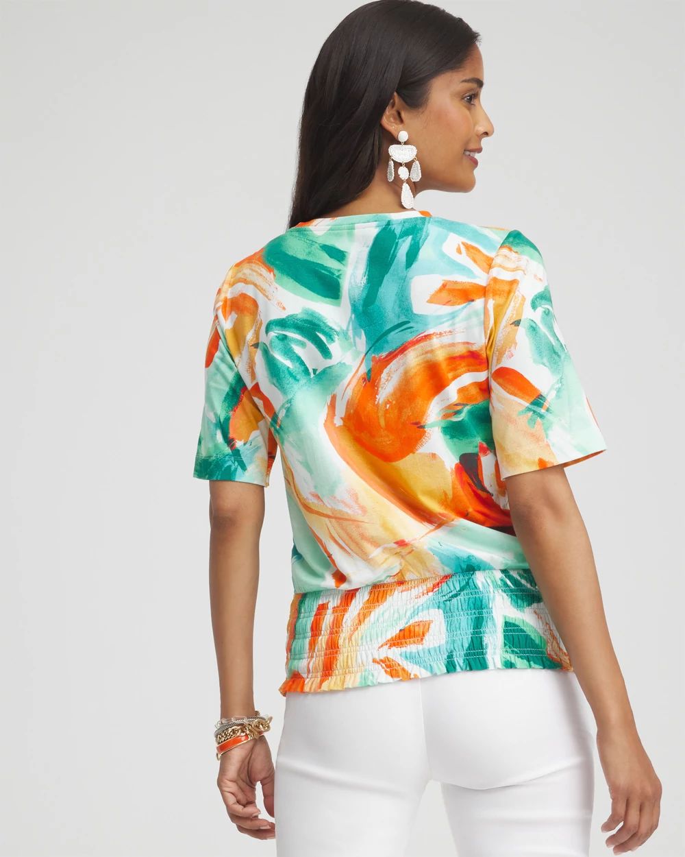 Touch of Cool™ Abstract Smocked Waist Tee
