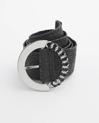 Black Stretch Raffia Belt