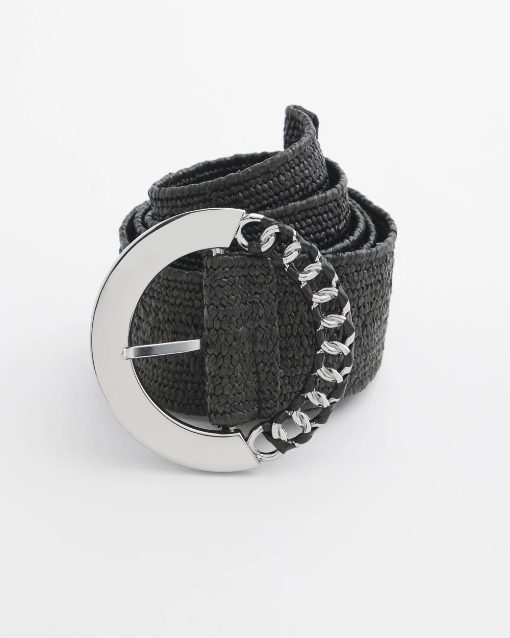 Black Stretch Raffia Belt