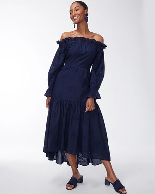 Off-Shoulder Tiered Midi Dress