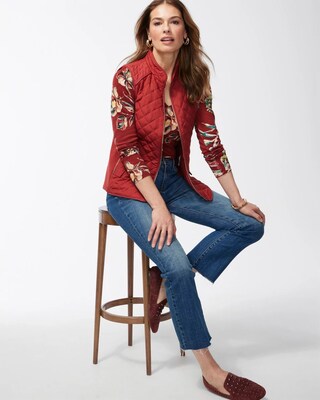 Rib Trim Quilted Vest