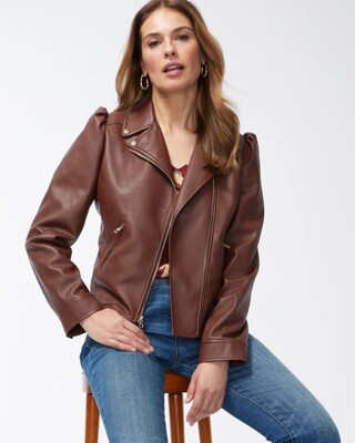 Faux Leather Cropped Moto Jacket
